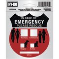 Hy-Ko 4X4In Self-Adhesive Emergency Rescue Sign 4" x 4", 6PK A20313